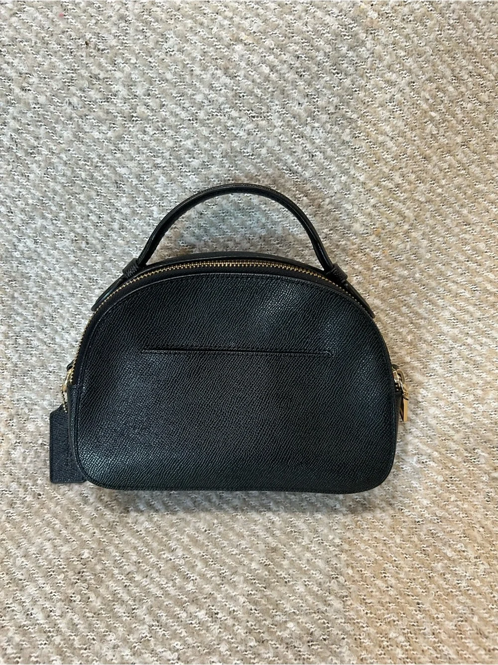 Coach Black Leather Mini Dome Top-Handle Bag with Gold Logo EUC